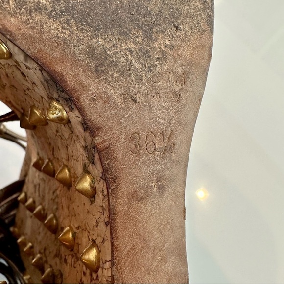 Gucci Studded Cecyl Leather Wedges - Picture 14 of 16